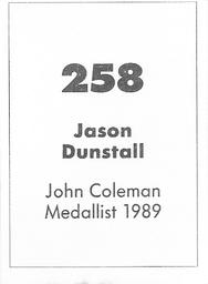 1990 Select AFL Stickers #258 Jason Dunstall Back